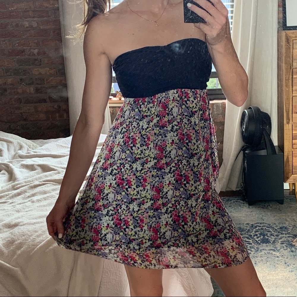 Navy blue and floral dress